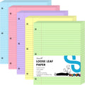 Koogel Loose Leaf Paper 500 Sheets Wide Ruled Colored Refill Pads