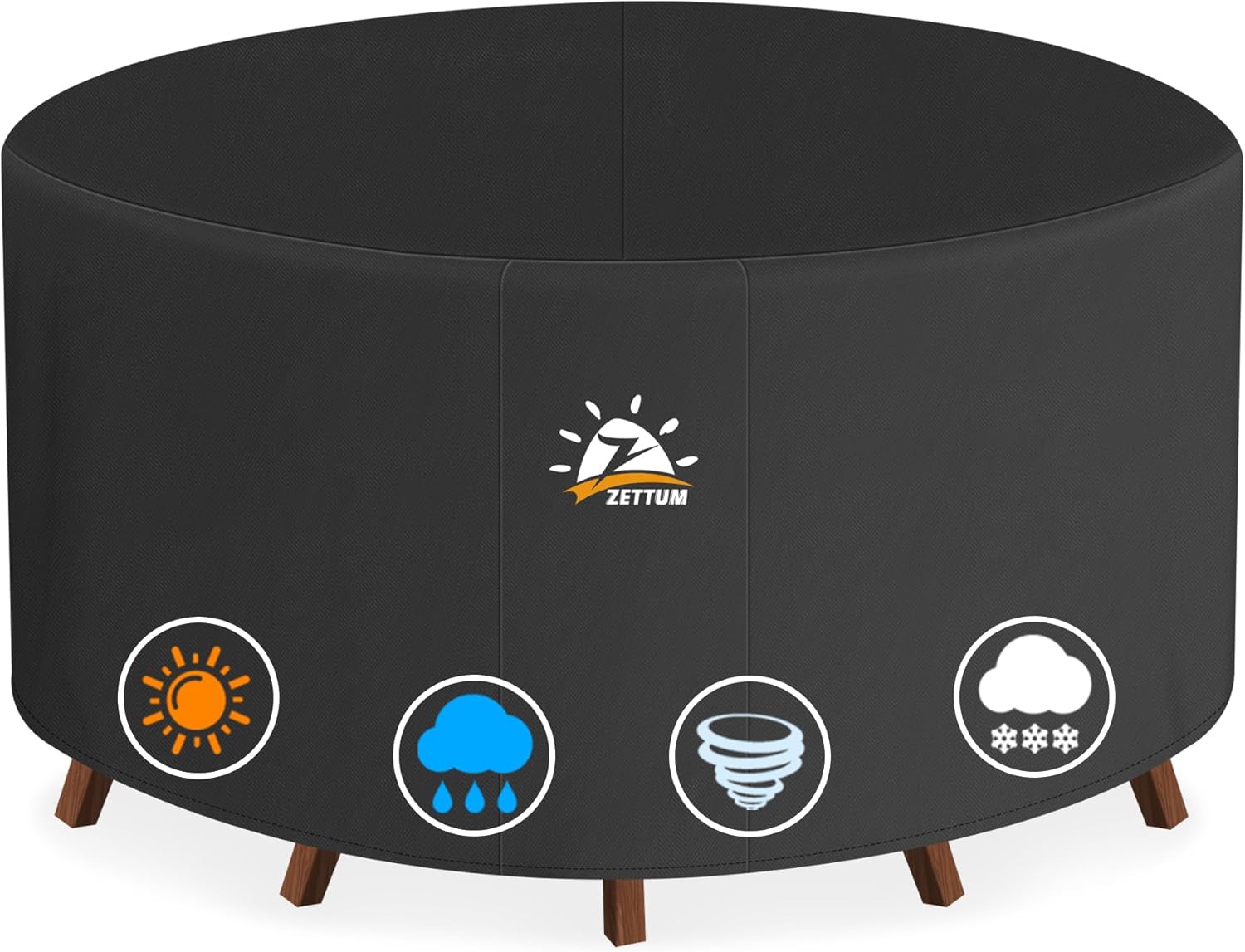 Zettum Round Patio Table Cover - Heavy Duty Waterproof 84 Inch