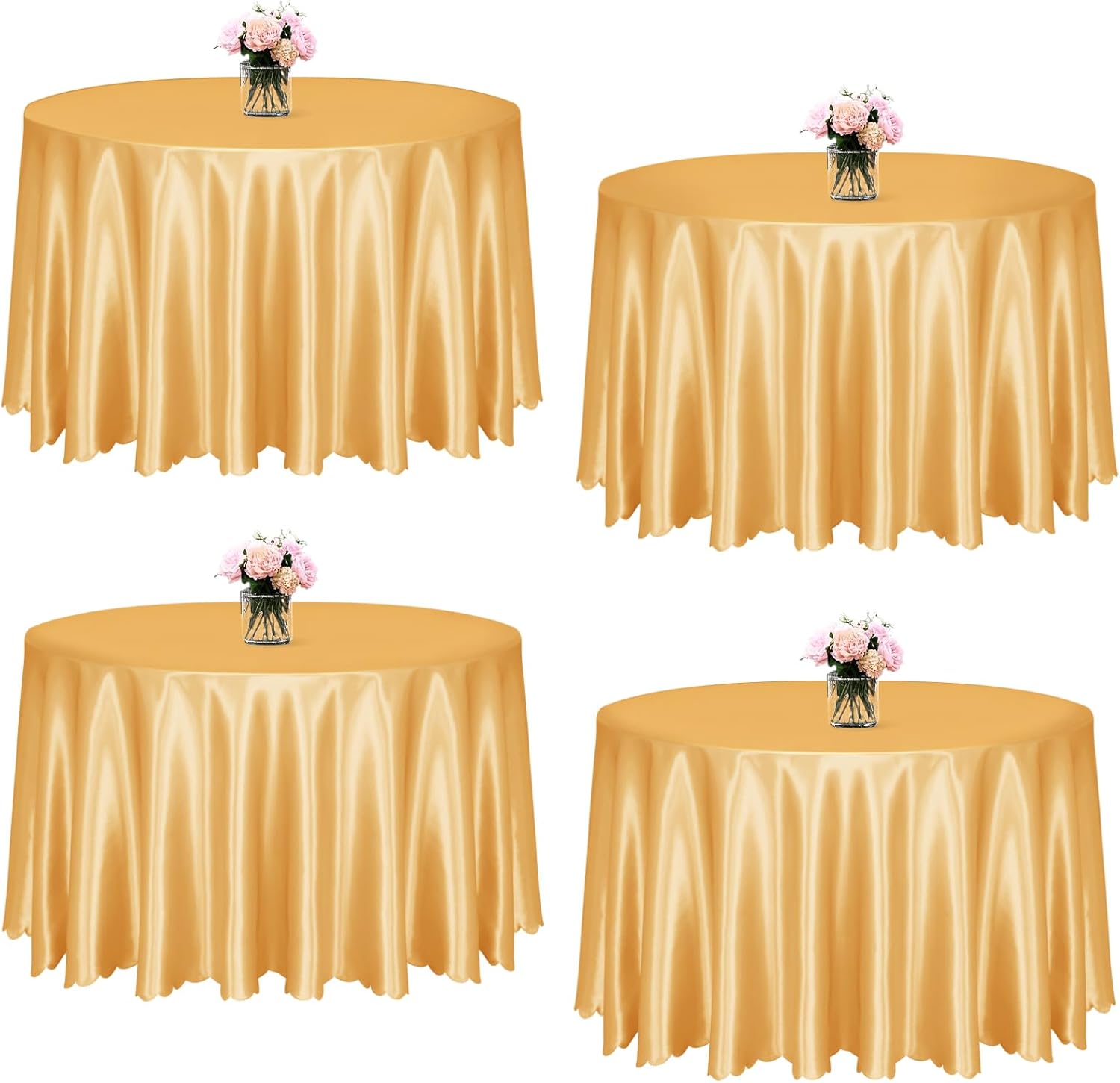 KKJIAF Gold Satin Round Tablecloths for Elegant Events