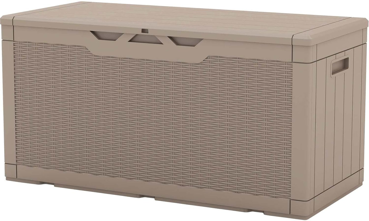 100 Gallon Outdoor Resin Deck Box for Patio and Garden Storage