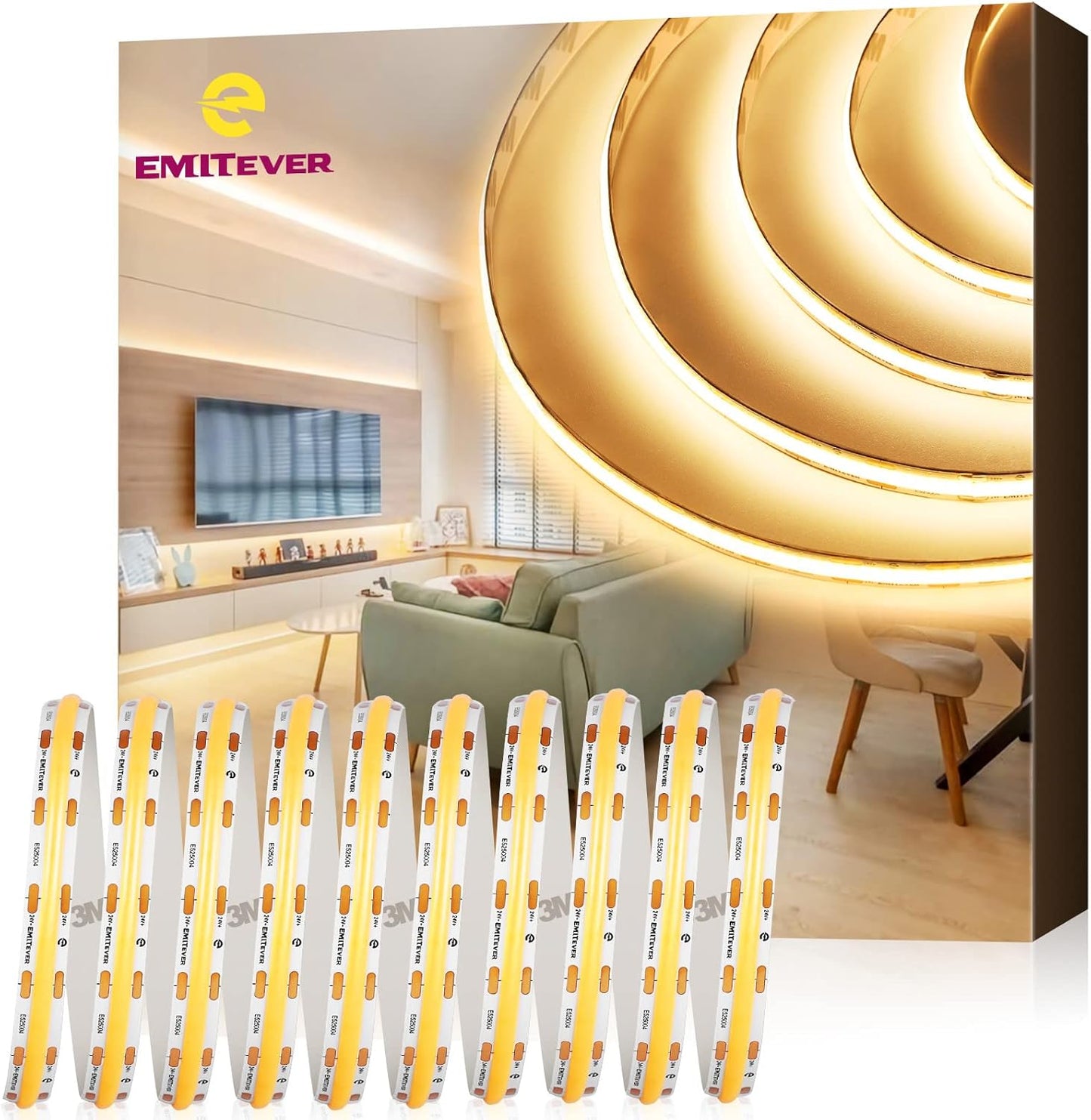 EMITEVER COB LED Strip Lights Warm White 25ft for Versatile Use