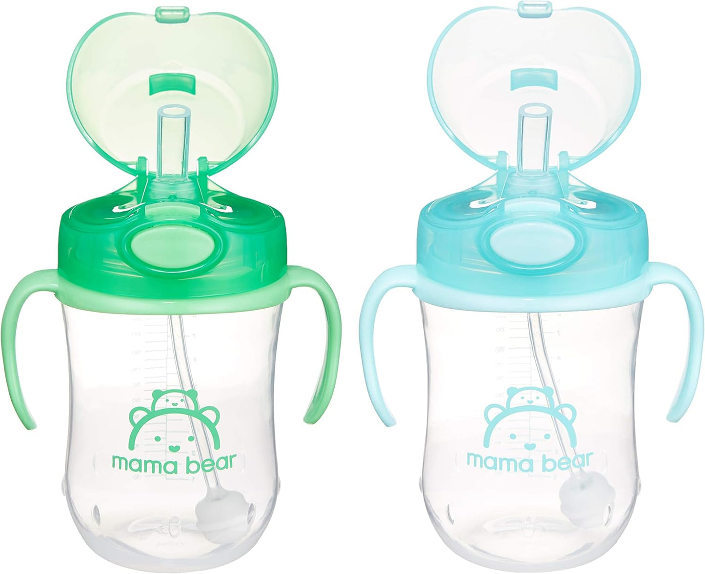 Leak-proof Mama Bear Straw Sippy Cups - Set of 2, 9oz