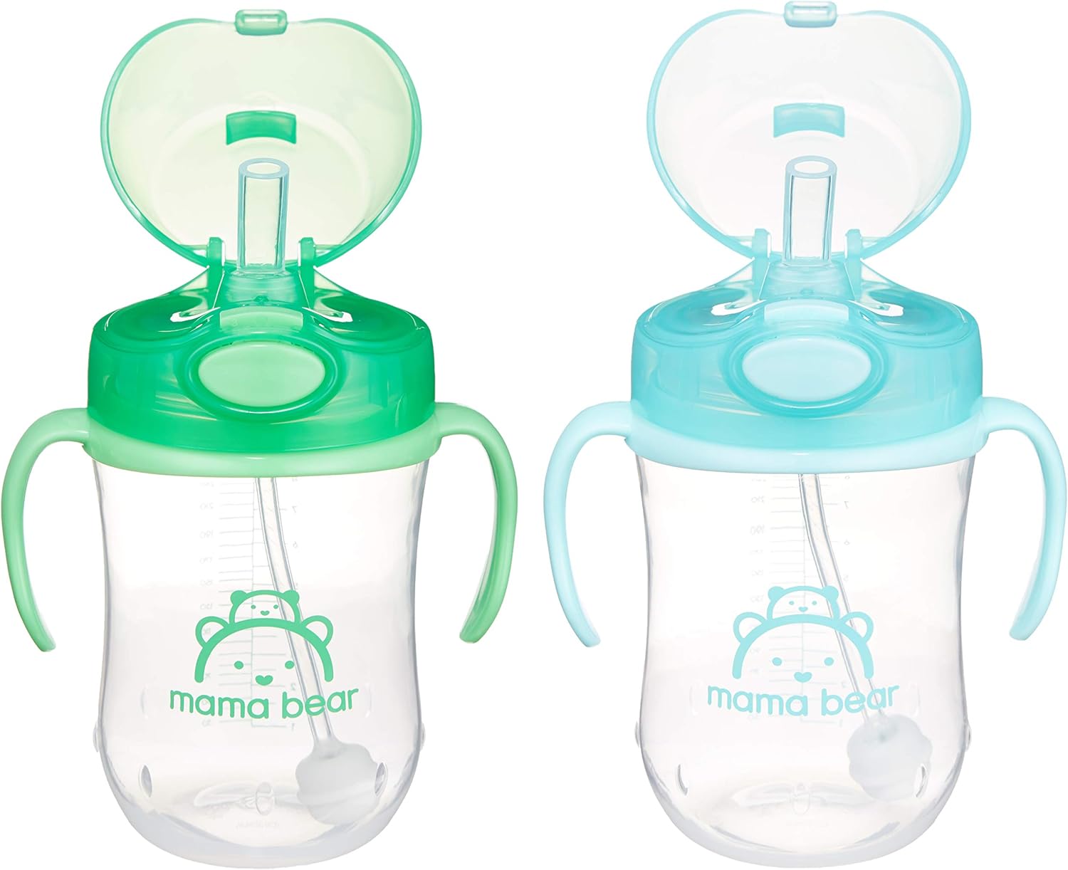 Leak-proof Mama Bear Straw Sippy Cups - Set of 2, 9oz