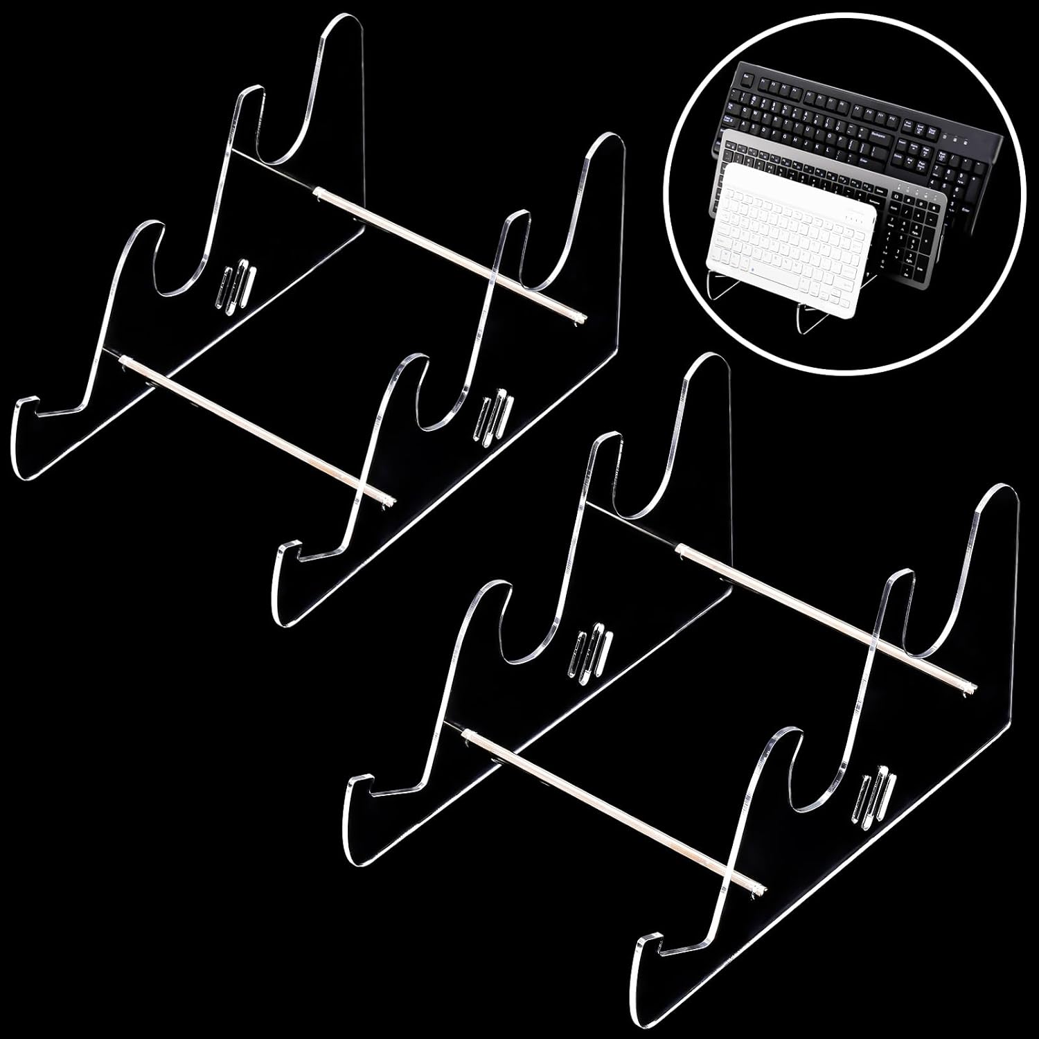 Elsjoy 2 Pack 3-Tier Keyboard Holder - Organize & Display