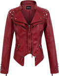 chouyatou Women's Faux Leather Biker Jacket - Shaping Moto Style