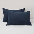Linen Pillowcases 2 Pack 20x30 in Navy Blue - Breathable Comfort