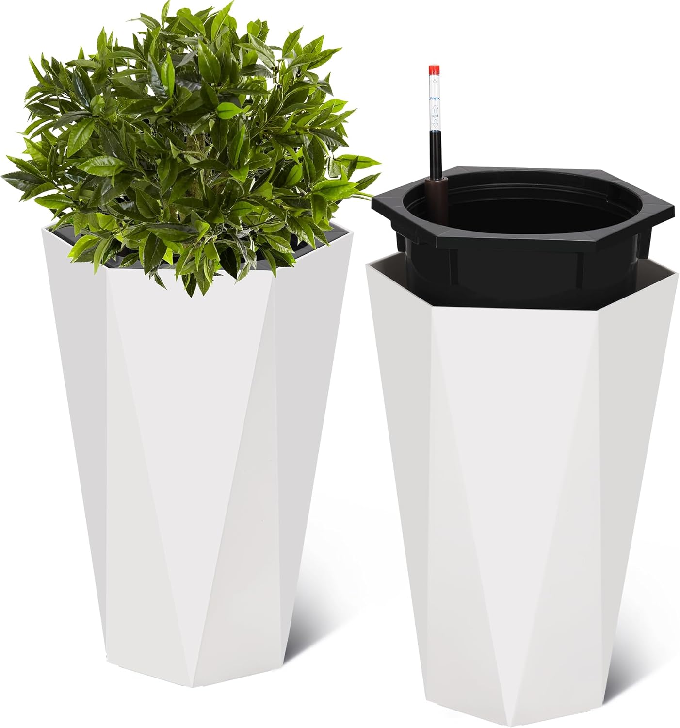 Elegant 22.5 Inch Tall Diamond Planters Set of 2 for Home