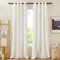 Linen Burlap Curtains 90 in Length Semi Sheer Panels - Privacy & Light