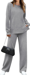 Women's 2 Piece Lounge Set Tracksuit - Comfy Wide Leg Loungewear