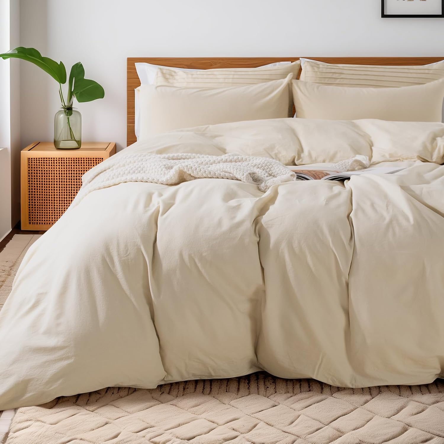 NEXHOME PRO Cotton Duvet Cover Set for Oversized Queen Beds