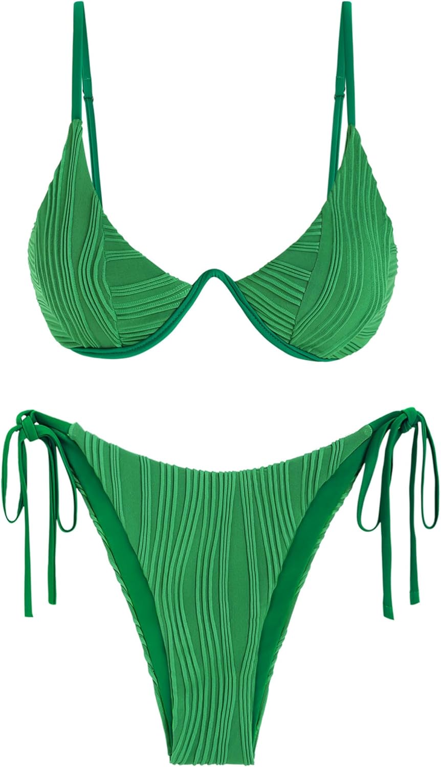 ZAFUL Women's Ribbed Two Piece Swimsuits for Summer Fun