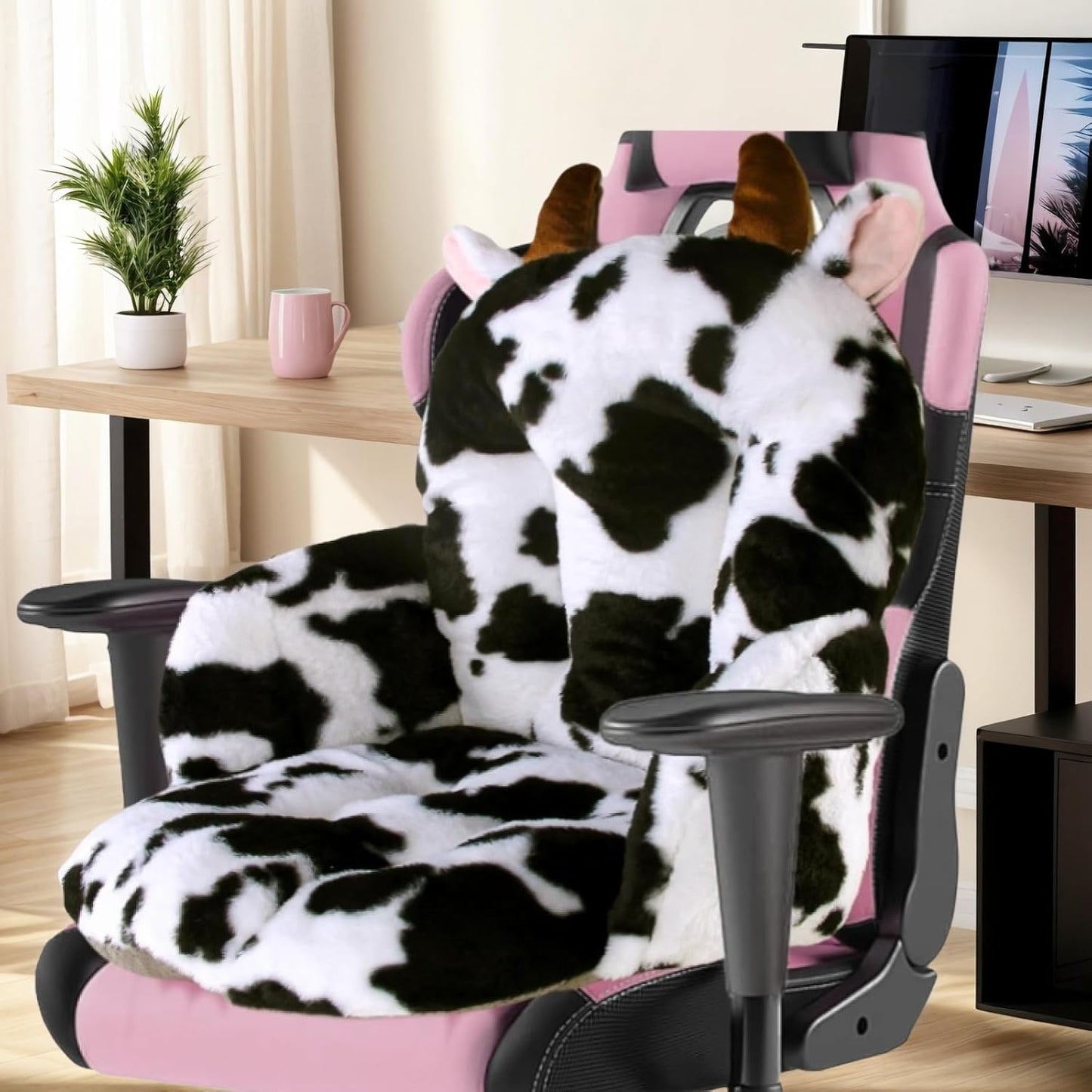 Kawaii Cow Cushion: Comfy Gaming Chair Seat