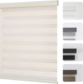 Beige 27in x 75in Cordless Zebra Blinds - Dual Layer Light Control