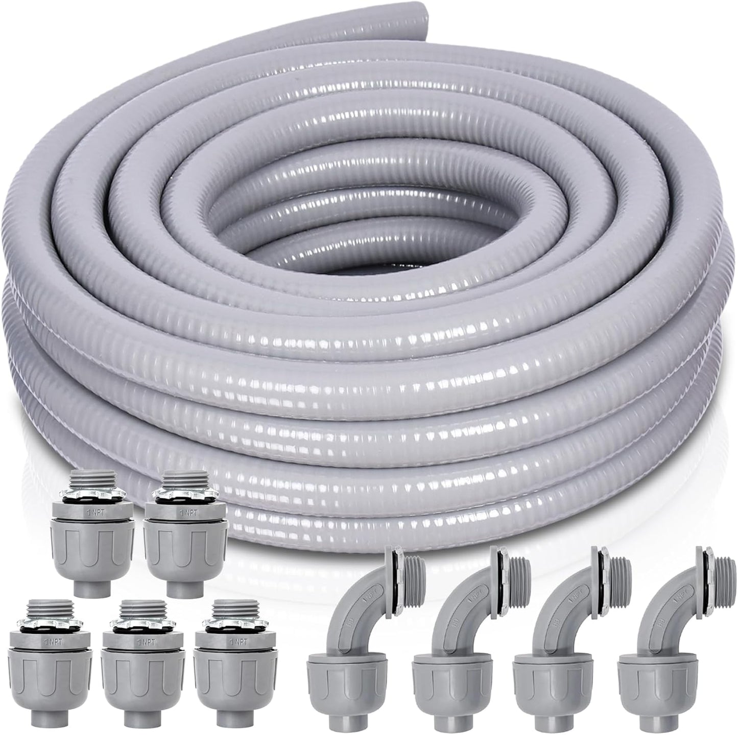 1 Inch 25 FT Non Metallic Liquid-Tight Conduit Kit for Wiring