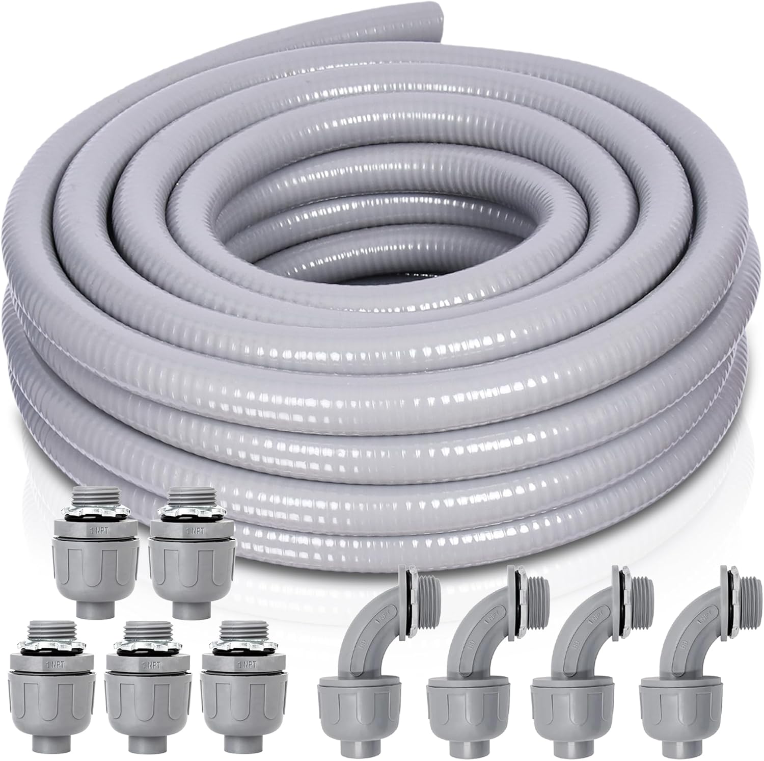 1 Inch 25 FT Non Metallic Liquid-Tight Conduit Kit for Wiring