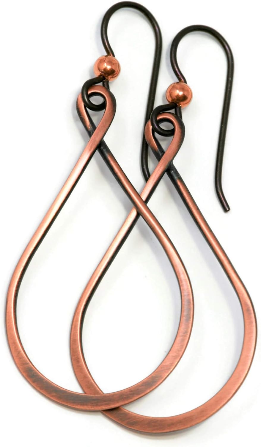 Narrow Teardrop Hoop Earrings - Handmade Hypoallergenic Niobium