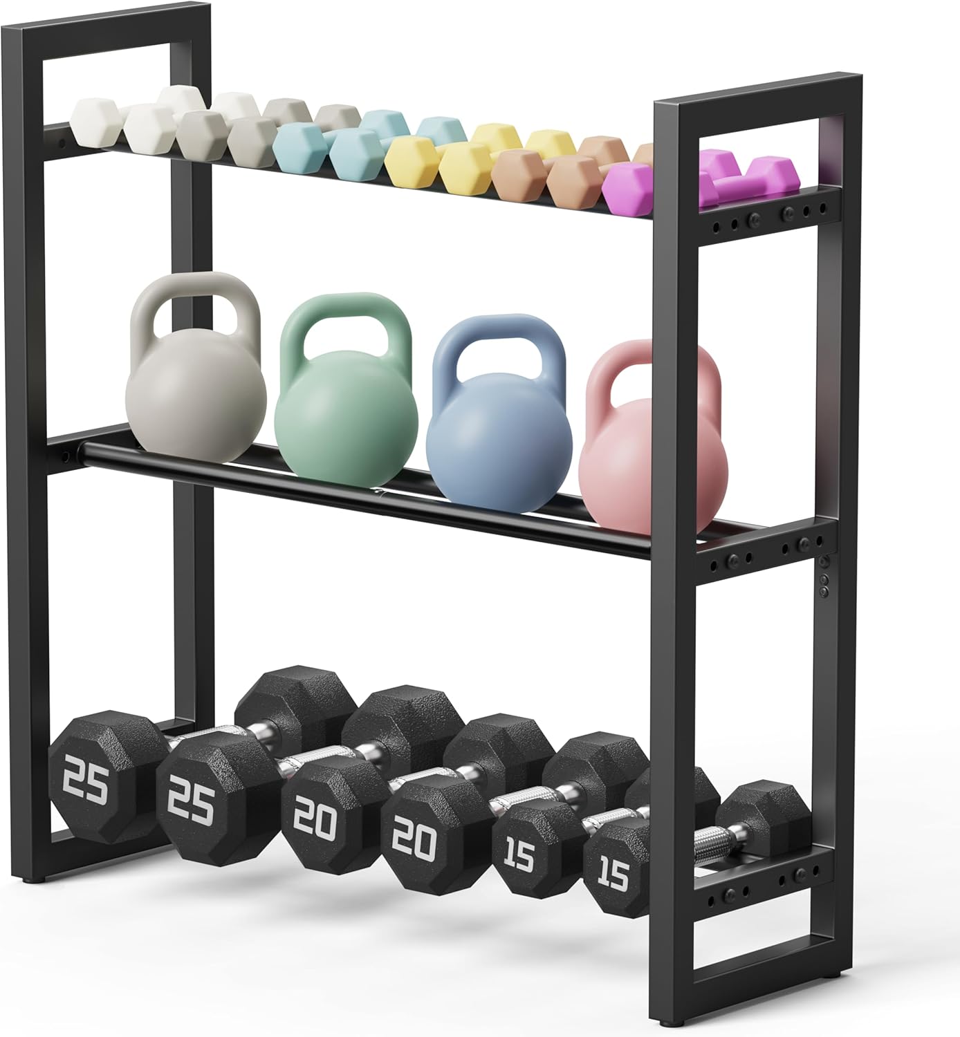 Adjustable 3-Tier Dumbbell Rack for Home Gym Organization