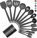 Silicone Kitchen Utensils Set with Holder - 14-Piece Heat-Resistant