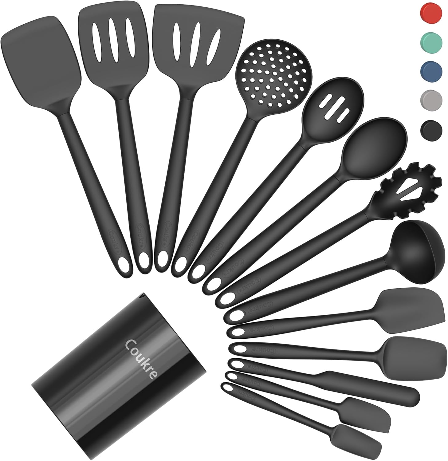 Coukre Silicone Kitchen Utensils Set with Holder for Cooking