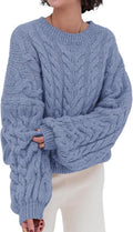 PRETTYGARDEN Cable Knit Oversized Sweater for Women - Cozy Crewneck