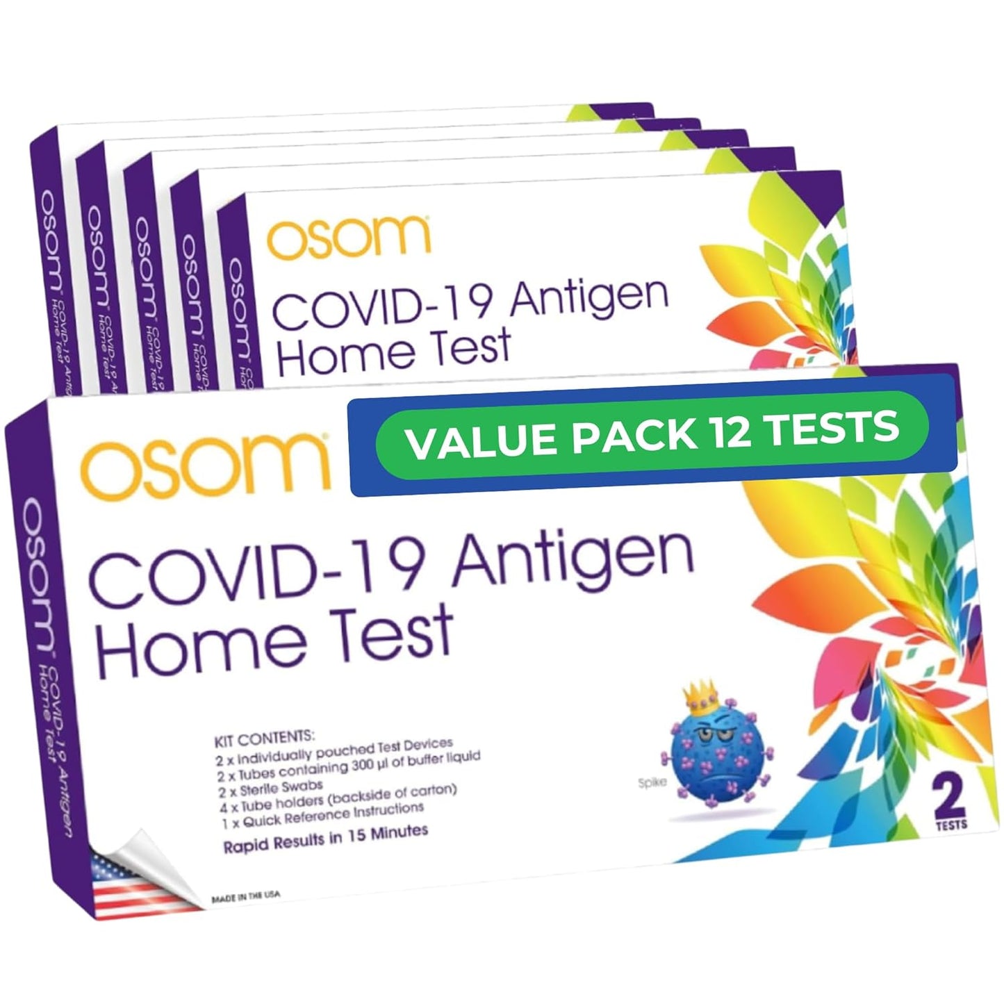 OSOM Covid Home Test - 12 Rapid Tests for Quick Results