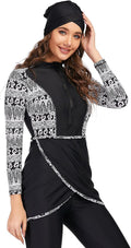 OBEEII Womens Muslim Swimsuits Full Coverage Long Sleeve Swimwear