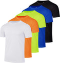Real Essentials 5 Pack Mens Short Sleeve Dry Fit T Shirts - Athletic