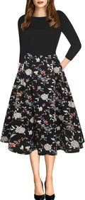 Oxiuly Women's Swing Dress with Vintage Design and Side Pockets