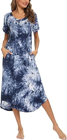YOZLY Nightgowns for Women Soft Cotton Long Nightshirts with Pockets