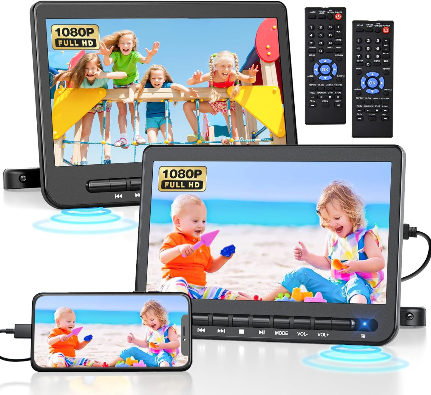 10.5 Dual Portable DVD Player for Car with 1080P HDMI Input