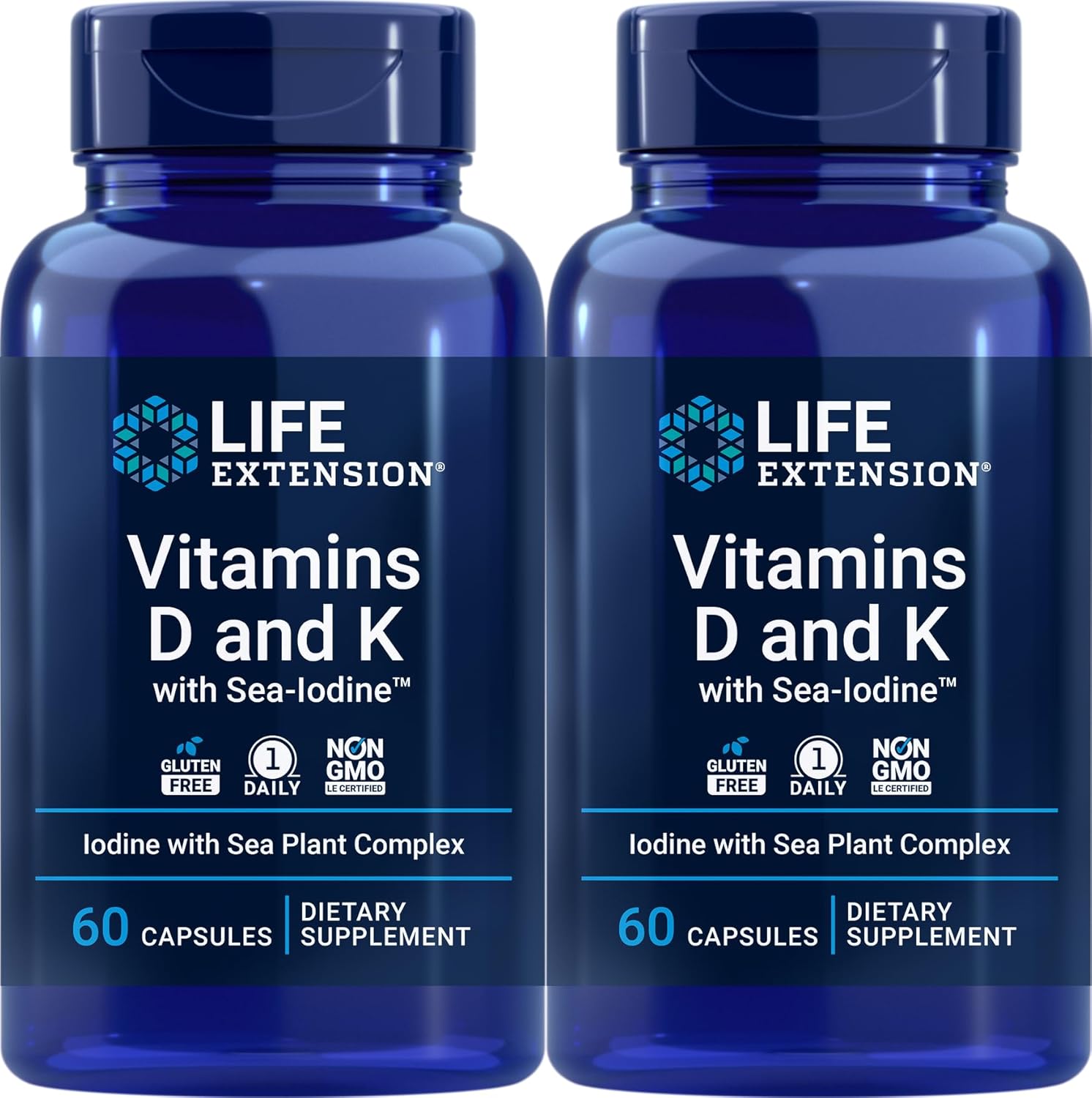 Life Extension Vitamins D and K with Sea-Iodine for Health