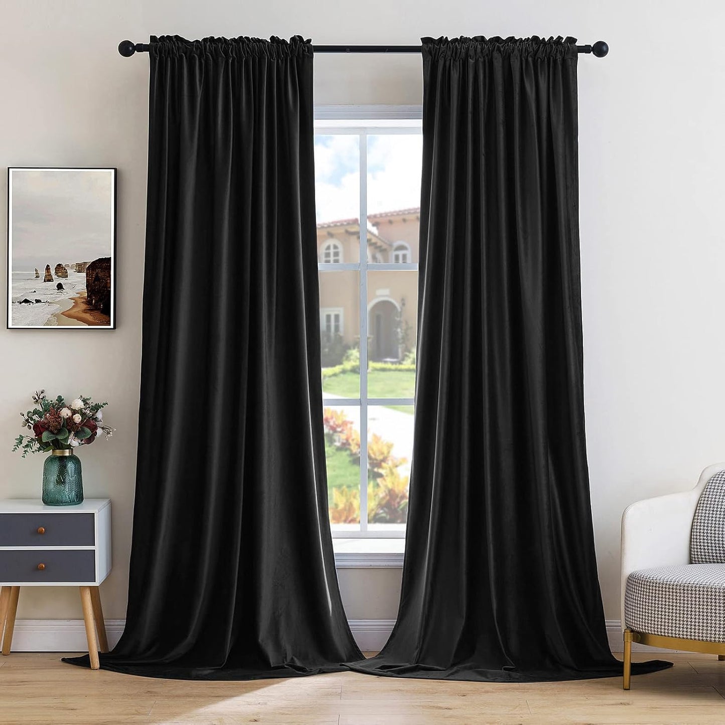 MIULEE Black Velvet Curtains for Bedroom Living Room Darkening
