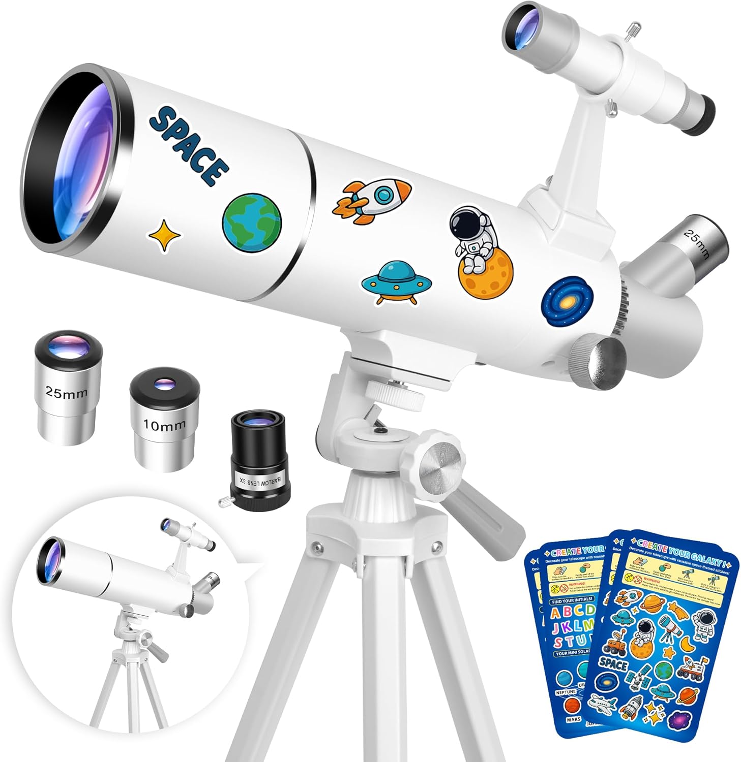 Hawkko 80mm Aperture Telescope for Adults & Kids - Explore Space