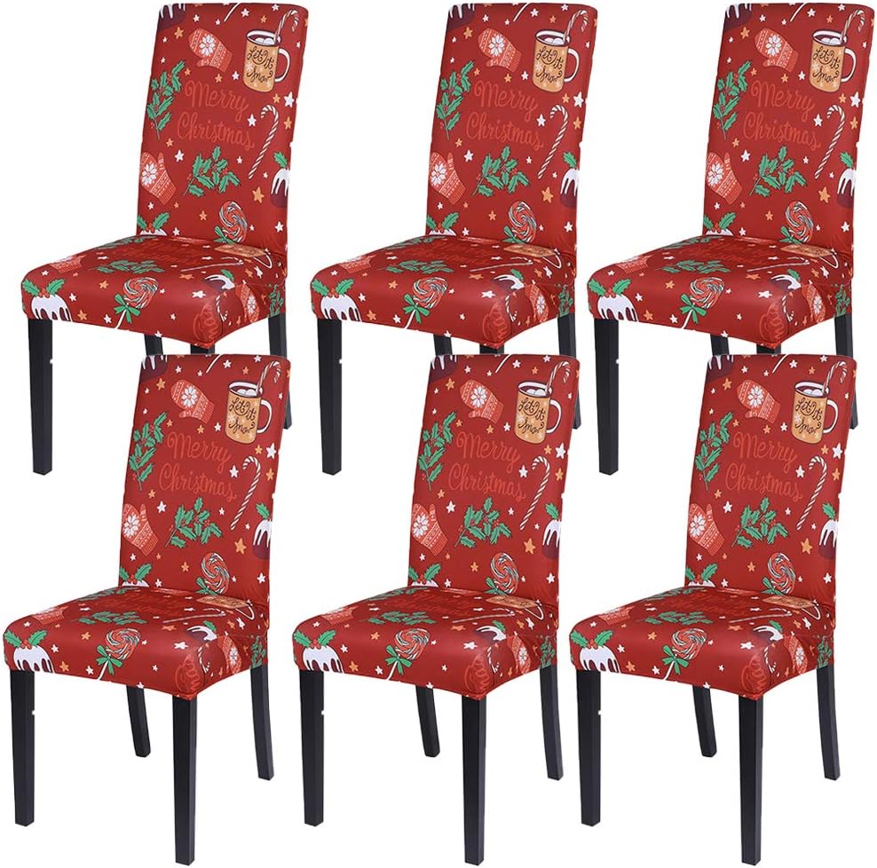 SearchI Christmas Dining Room Chair Covers Set of 6 for Holiday Decor