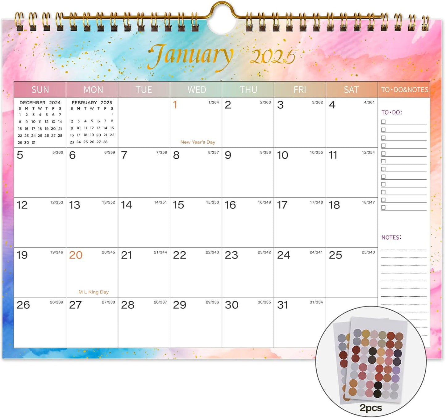 2025-2026 Wall Calendar - 18 Months - Colorful Design