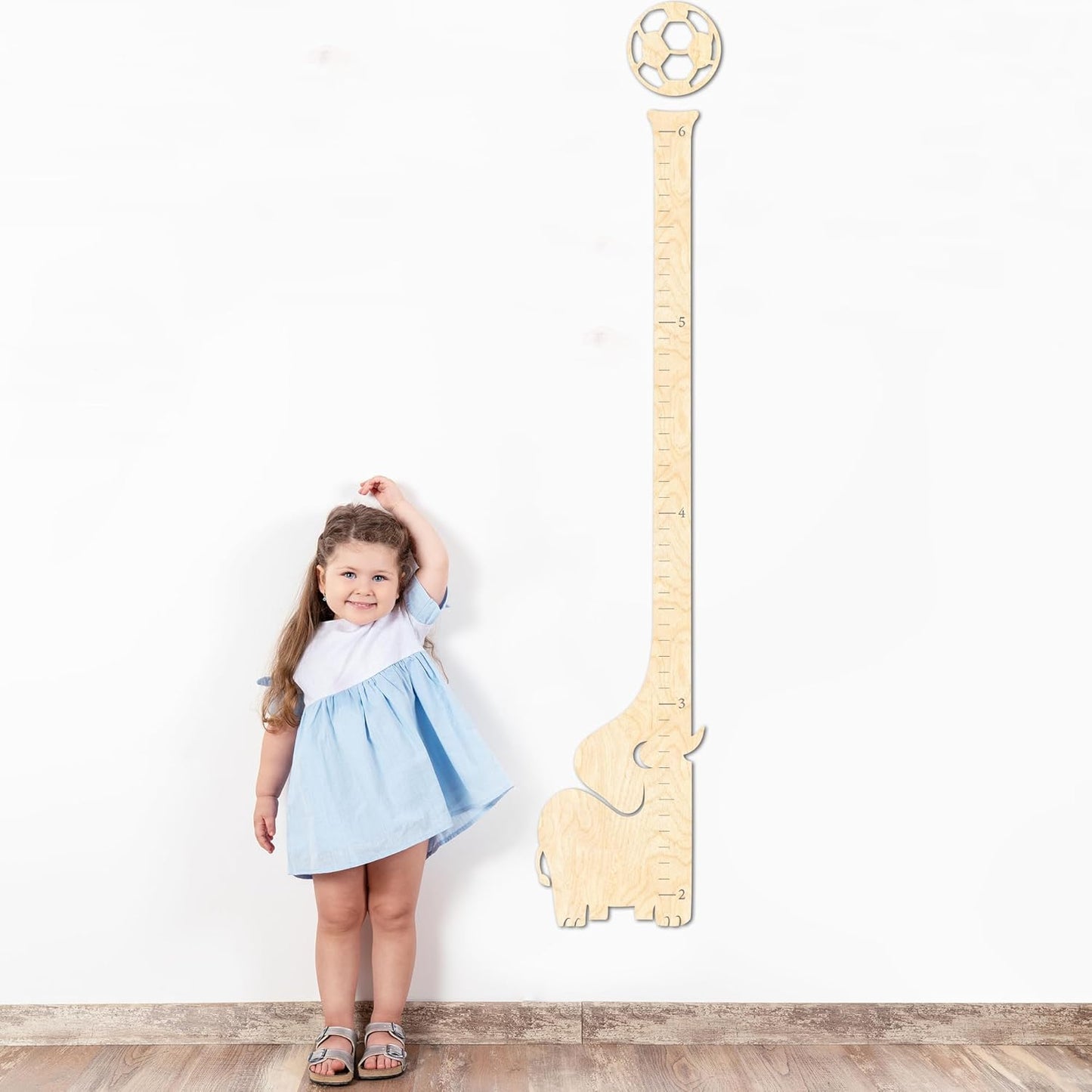 Wooden Growth Chart for Kids - Cute Elephant Height Ruler