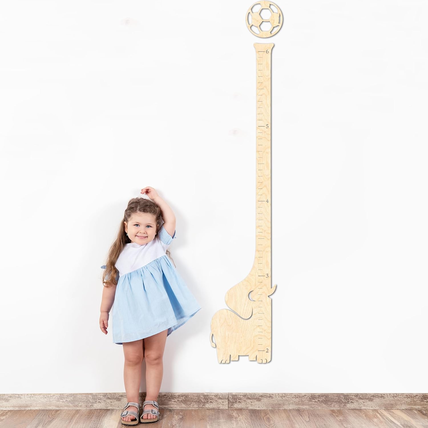 Wooden Growth Chart for Kids - Cute Elephant Height Ruler