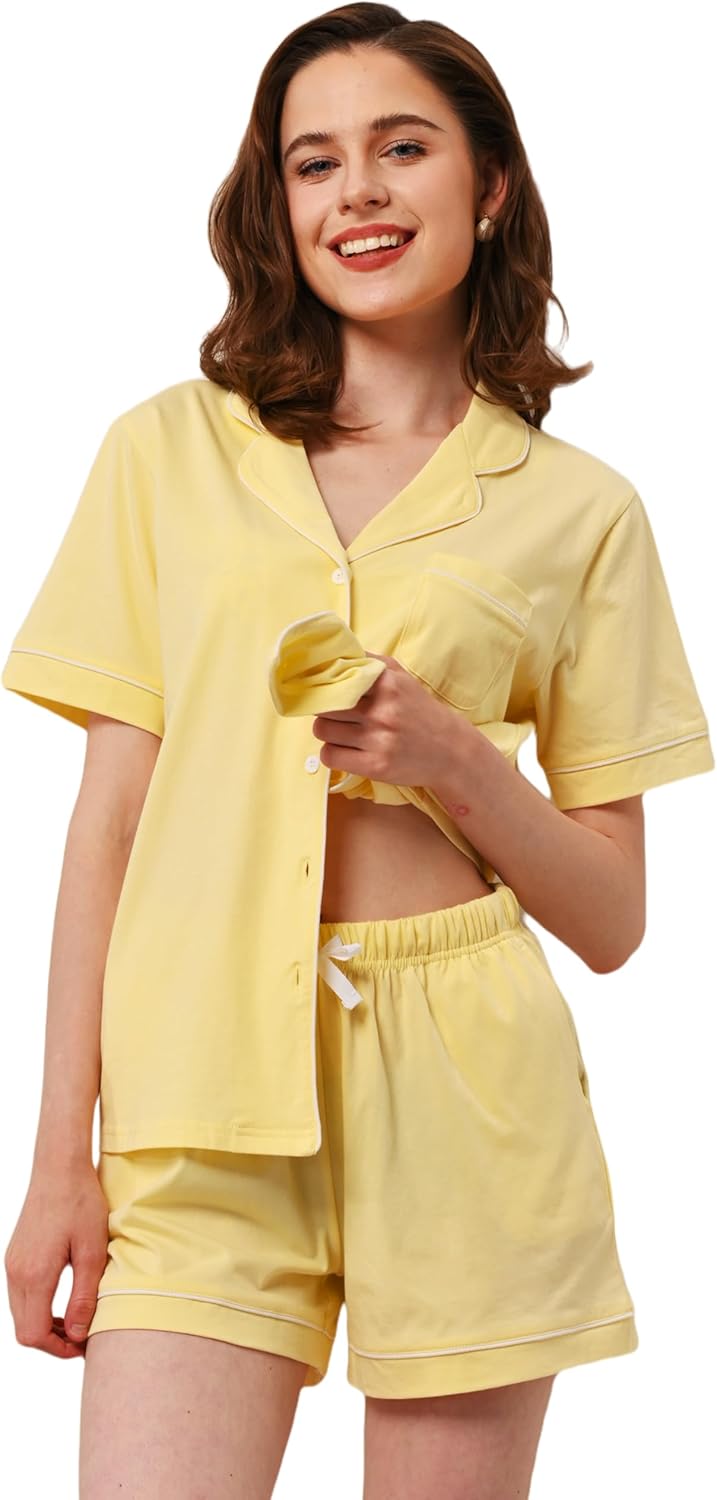100% Cotton Pajamas for Women Sets Soft Sleepwear Loungewear
