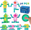 24Pcs Pop Fidget Spinners Bulk - Deformable Glow Keychain Set