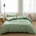 FACE TWO FACE Full Size Duvet Cover Set in Soft Green Cotton
