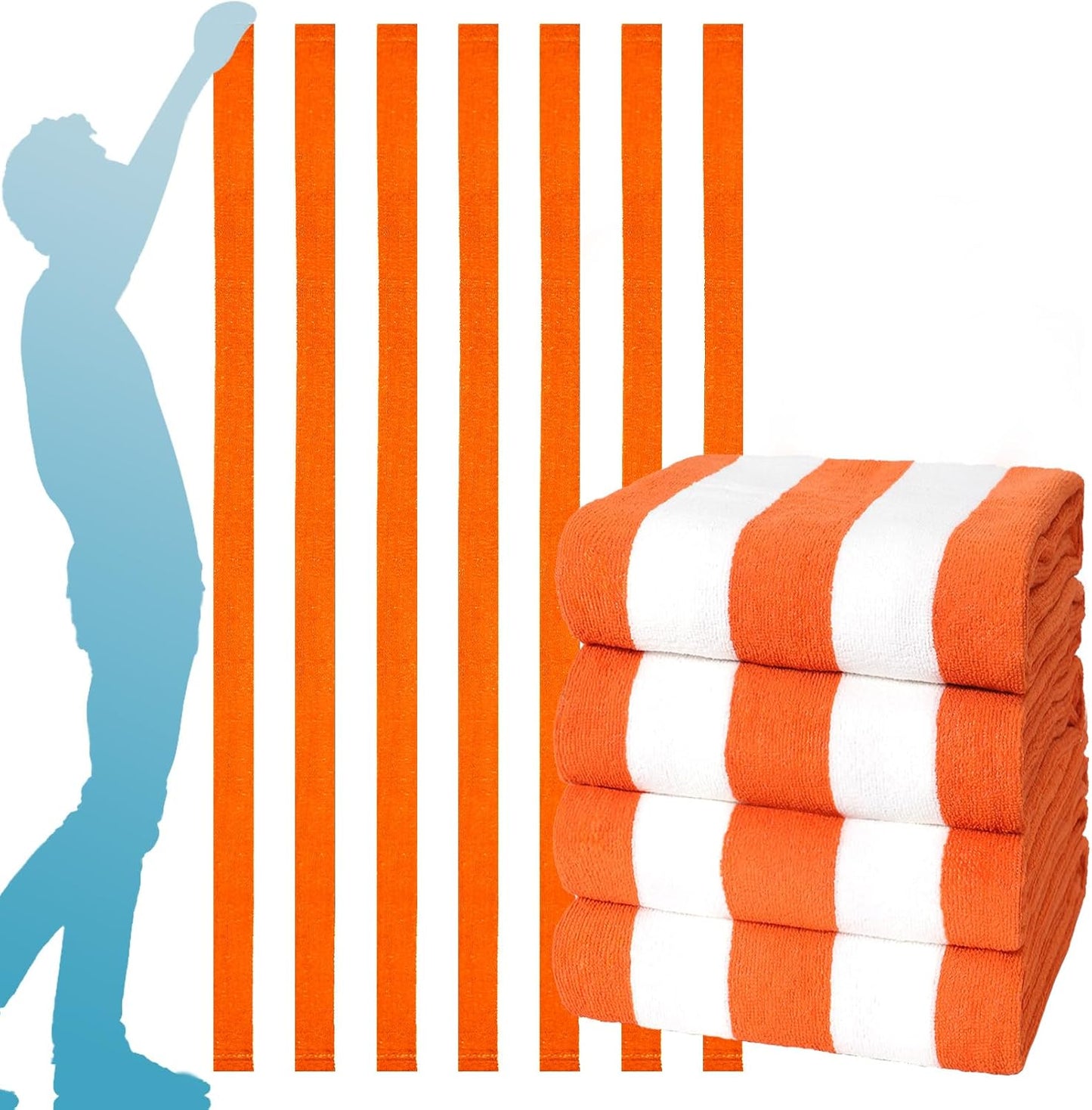 Oversized Stripe Beach Towel Set for Adults - 72X40 Inch