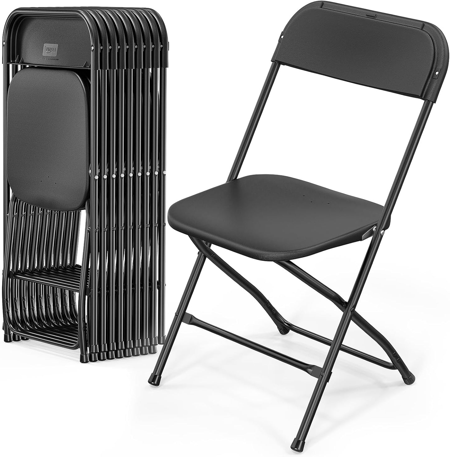 VINGLI 10 Pack Black Folding Chairs: Strong, Portable Seating