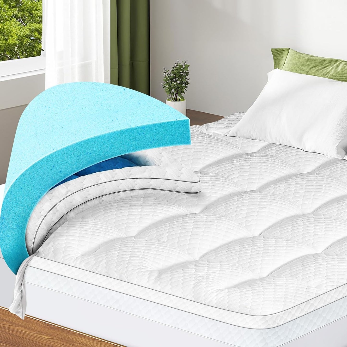 Dual Layer 3 Inch Memory Foam Mattress Topper for Full Size