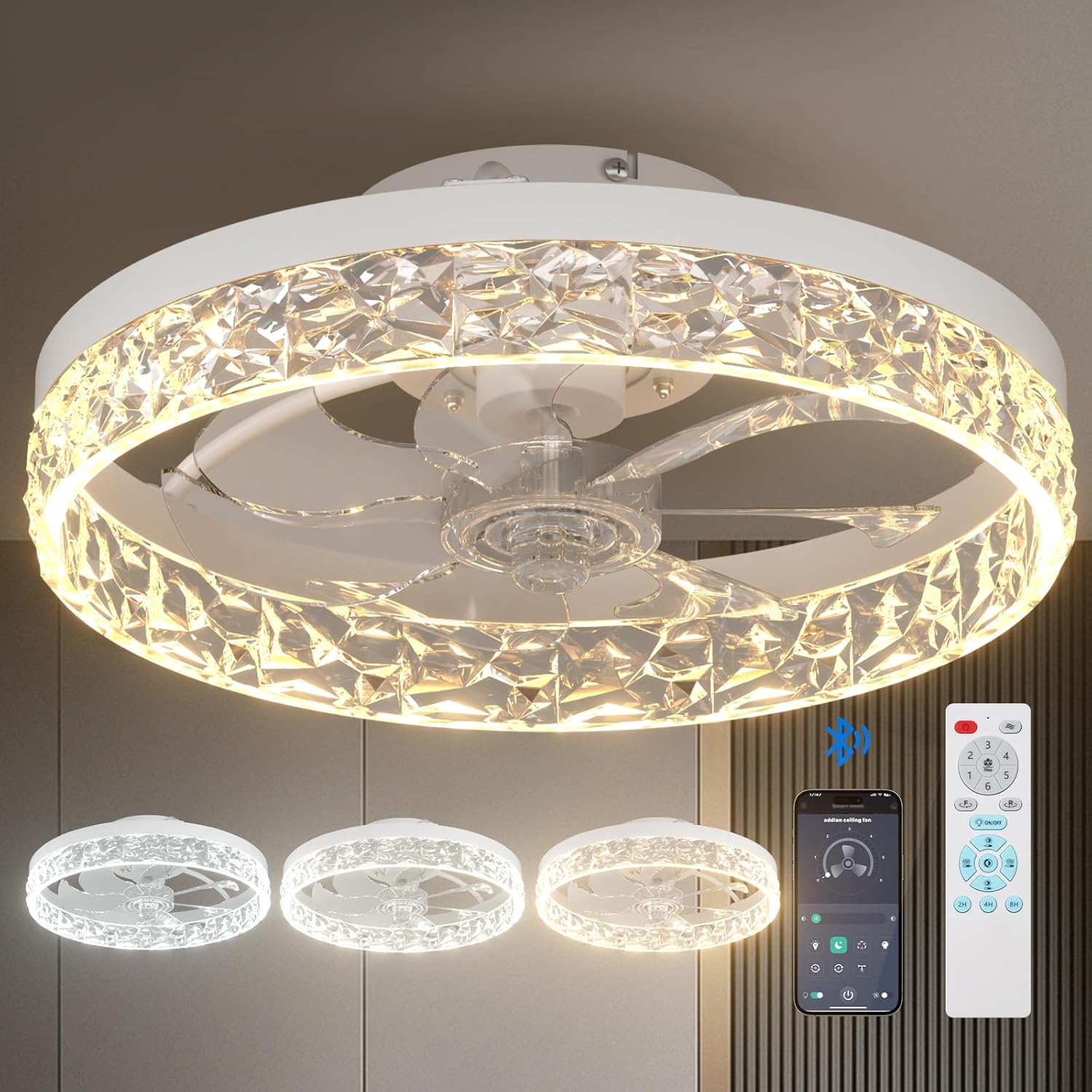 addlon Modern Ceiling Fan with Lights and Remote Control for Comfort