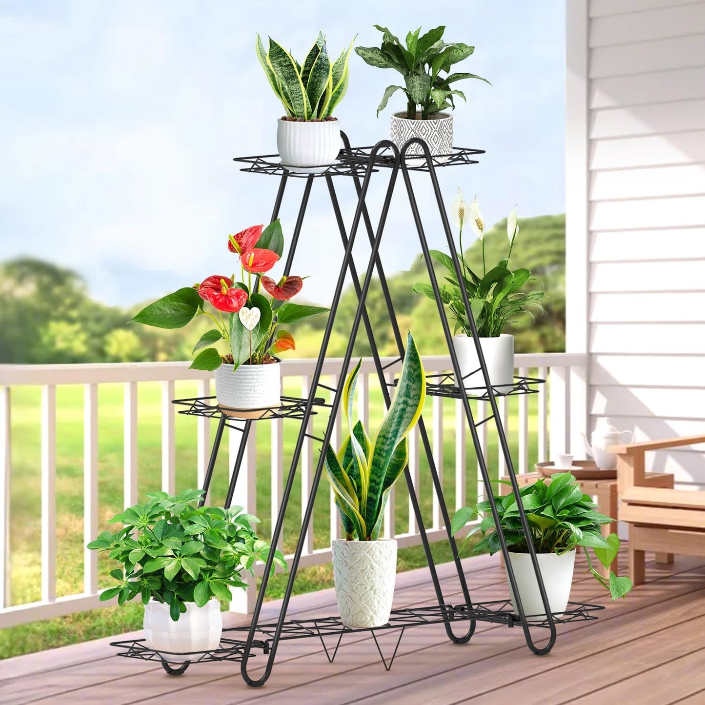 Heavy Duty Metal Plant Stand for Indoor Outdoor Use - 3 Tiers