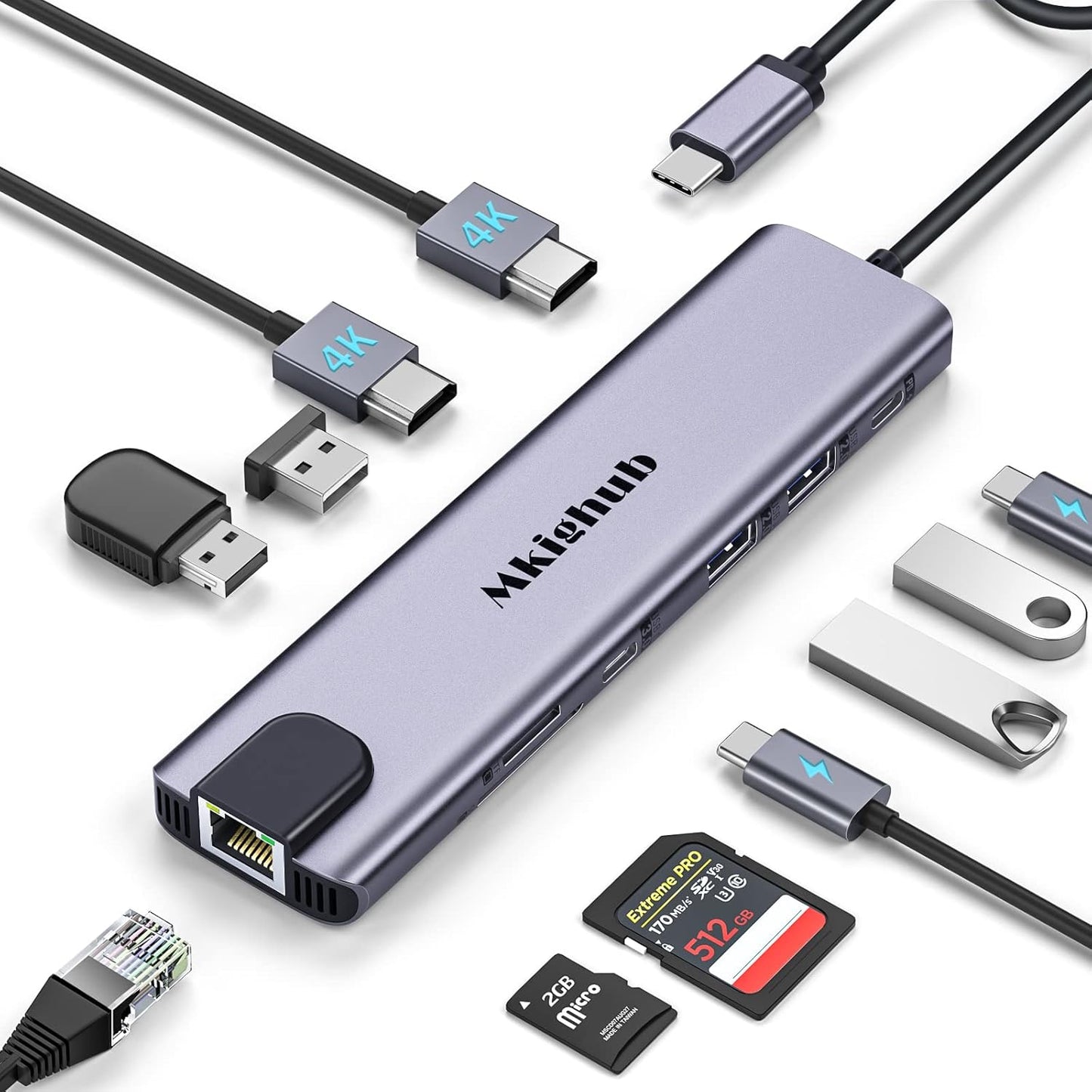 11-in-1 USB C Dock: Dual Monitor HDMI 4K & 100W PD