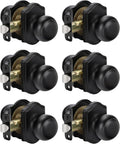 Matte Black Closet Door Knobs Interior No Lock 6 Pack - Modern Passage