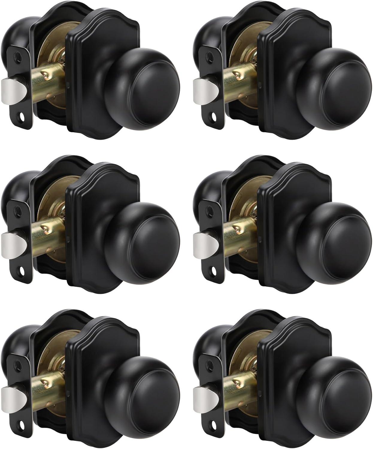 Matte Black Closet Door Knobs for Hallways and Closets 6 Pack