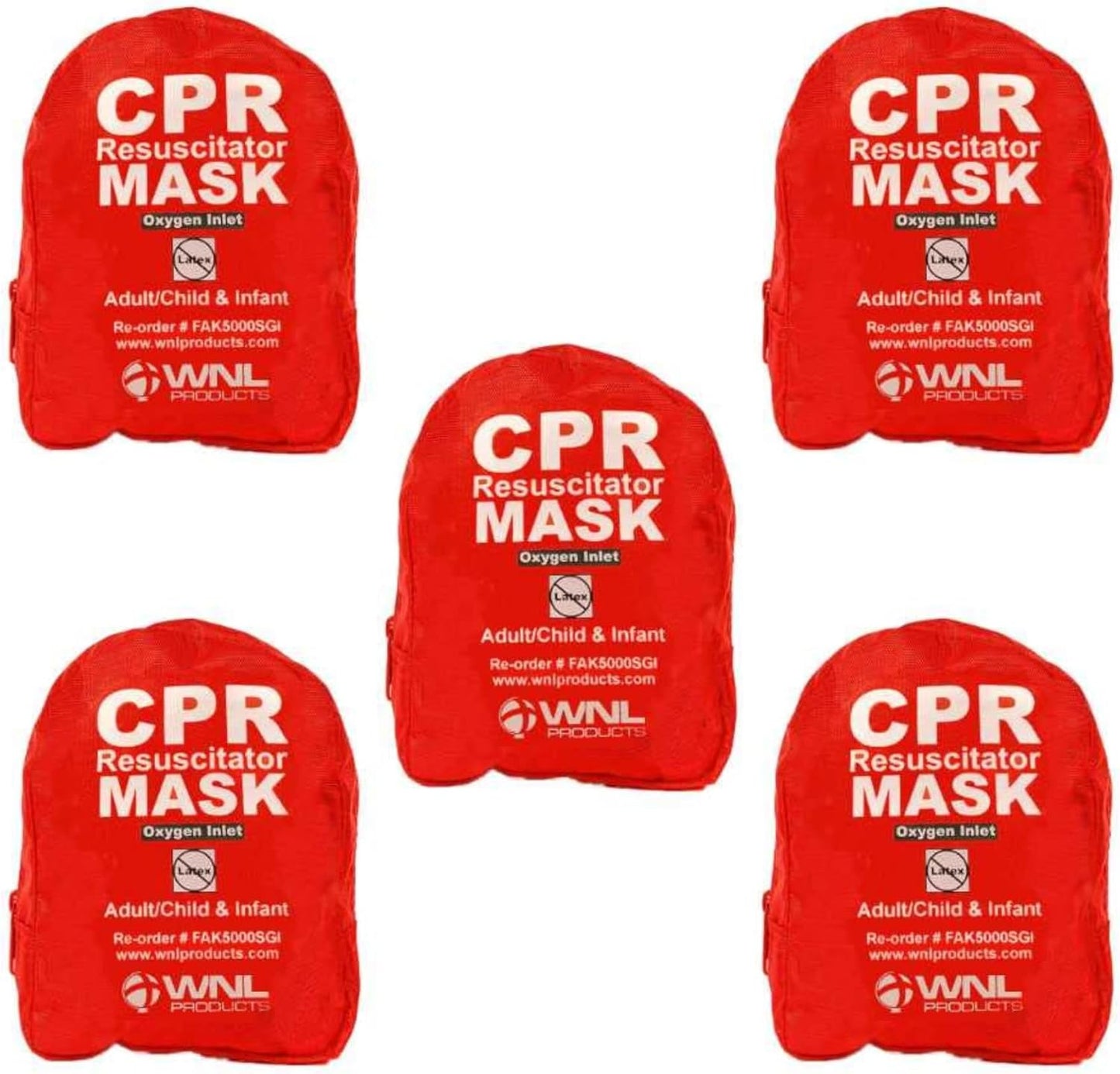 CPR Rescue Mask Kit for Adults and Infants - 5 Pack Soft Case