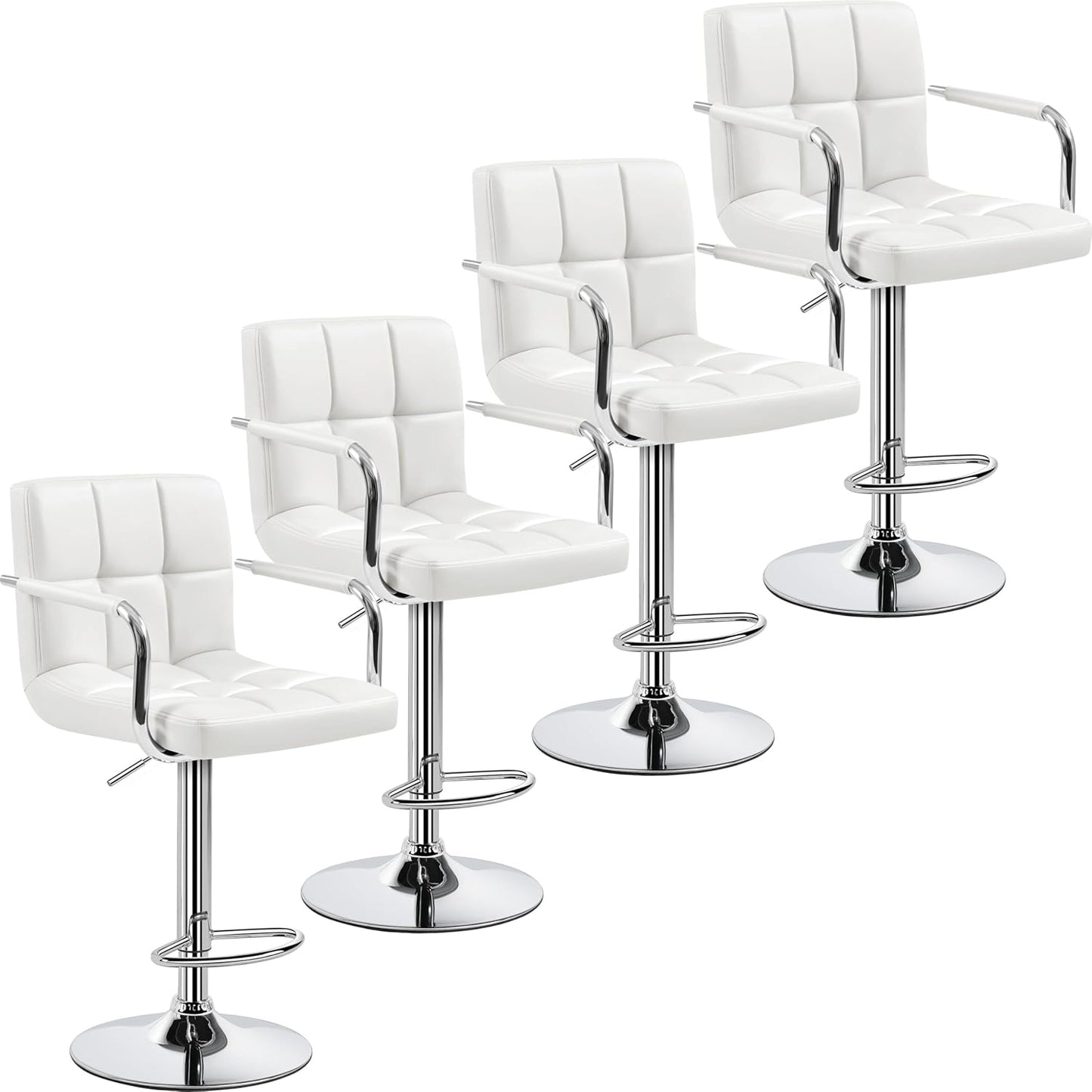 Adjustable Bar Stools Set of 4 with Armrest and Cushion